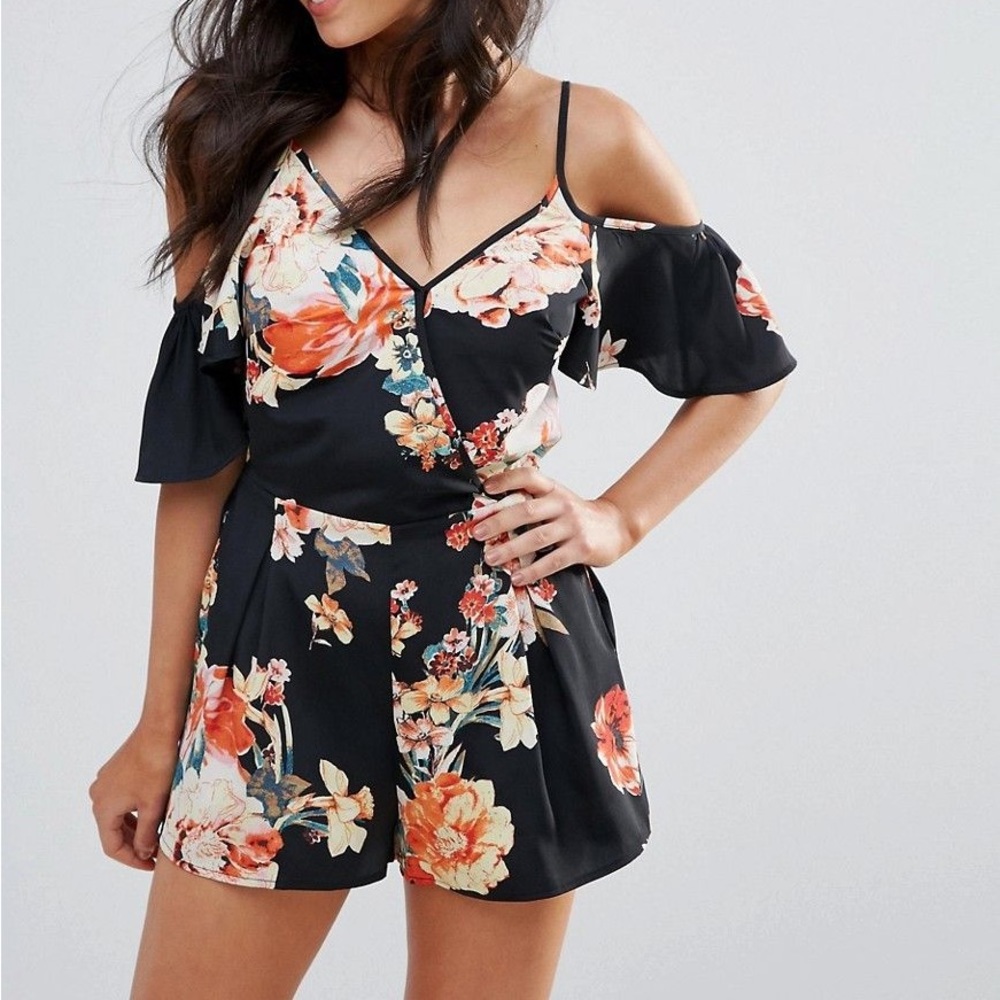 Band of Gypsies Black Floral Romper